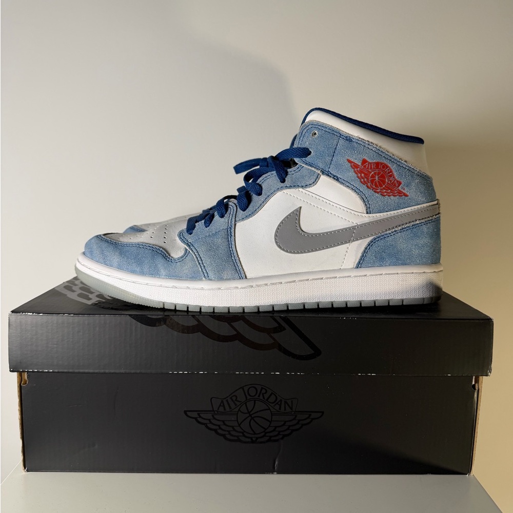 Jordan 1 Mid French Blue Fire Red - Picture 6 of 13